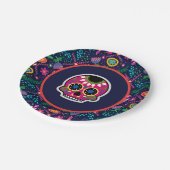 Suikerschedels en Bloemen Dias de los Muertos Papieren Bordje (Gekanteld)