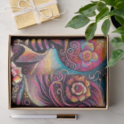 Suikerschedels in liefde Chalk Pastel Decoupage Tissuepapier (Geschenk)