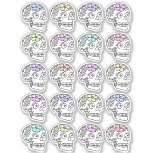 Suikerschedels met bloemen sticker