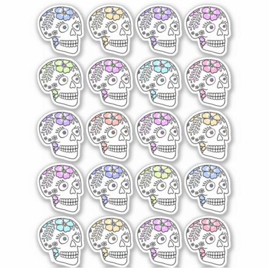 Suikerschedels met bloemen sticker (Voorkant)
