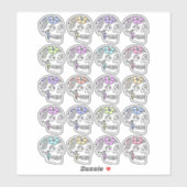Suikerschedels met bloemen sticker (Vel)