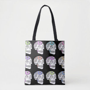 Suikerschedels met bloemen tote bag