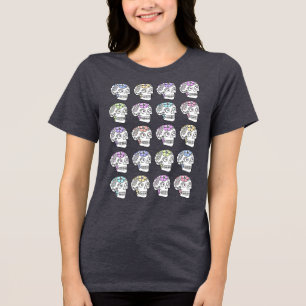 Suikerschedels met bloemen Tri-Blend shirt