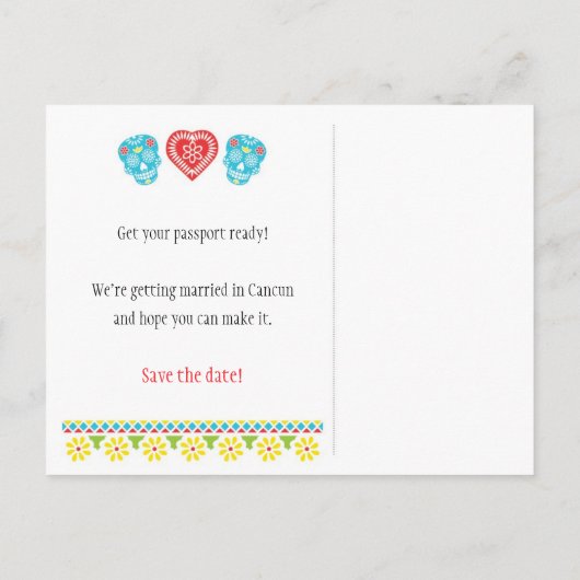 Suikerschedels sparen het briefkaart Datum (Achterkant)