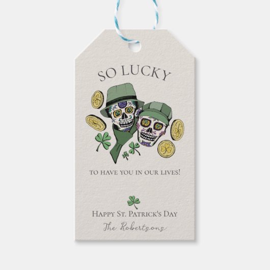 Suikerschedels van St Patrick's Day Cadeaulabel (Voorkant)