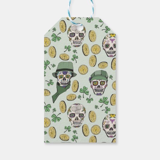 Suikerschedels van St Patrick's Day Cadeaulabel (Achterkant)