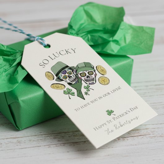 Suikerschedels van St Patrick's Day Cadeaulabel