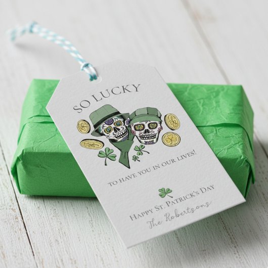 Suikerschedels van St Patrick's Day Cadeaulabel