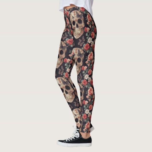 Suikerschedels, Vlinders en Bloemen Leggings (Links)