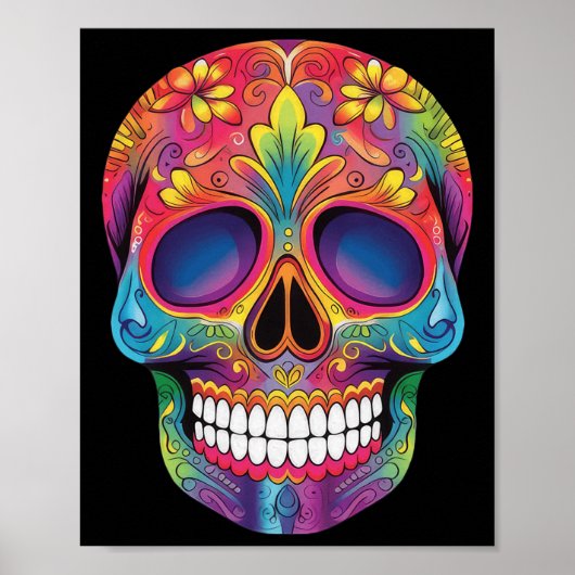 Suikerschedelskelet Dia de los Muertos Dag van de  Poster (Voorkant)