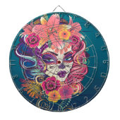 Suikerschedelvrouw in bloemkroon dartbord (Voorkant)