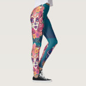 Suikerschedelvrouw in bloemkroon leggings (Rechts)