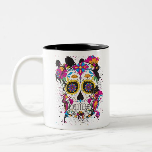 Suikerskull dia de los muertos tweekleurige koffiemok (Links)