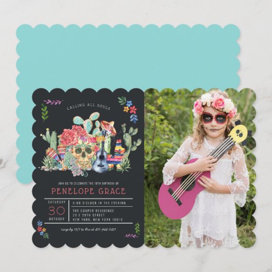 SuikerSkulls Dag van de Doodse Partij Kaart (Voorkant / Achterkant)