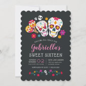 SuikerSkulls Dag van het dode thema Sweet Sixteen Kaart (Voorkant)