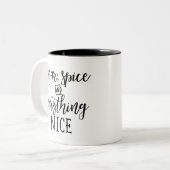 Suikerspecerij en alles wat mooi is, grappige zwar tweekleurige koffiemok (Voorkant links)