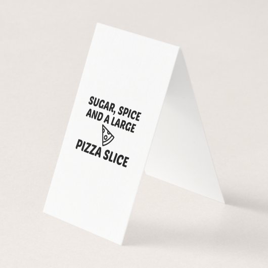 SUIKERSPICE EN EEN GROTE PIZZA SLICE VISITEKAARTJE (Achterkant)