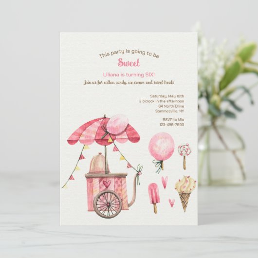 Suikerspin en traktaties kaart (Staand voorkant)