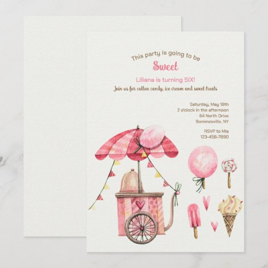 Suikerspin en traktaties kaart (Voorkant / Achterkant)