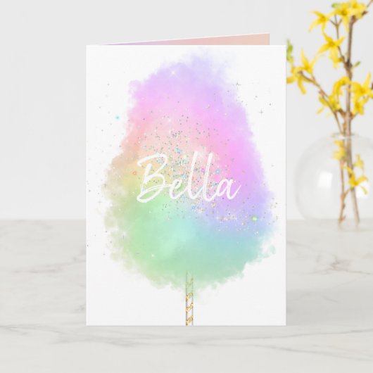 Suikerspin regenboog glitters schattig kaart (Gele Bloem)