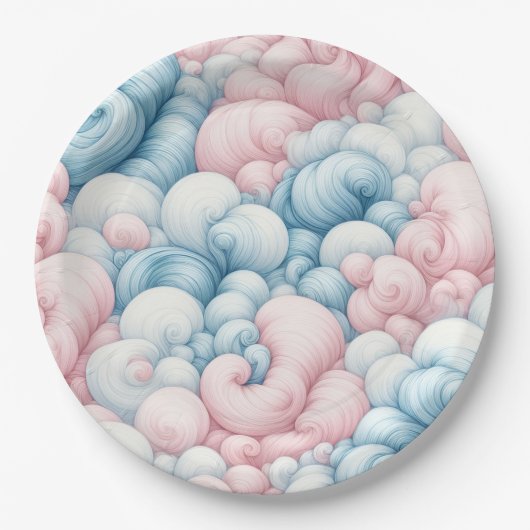 Suikerspinwolken Papieren Bordje (Voorkant)