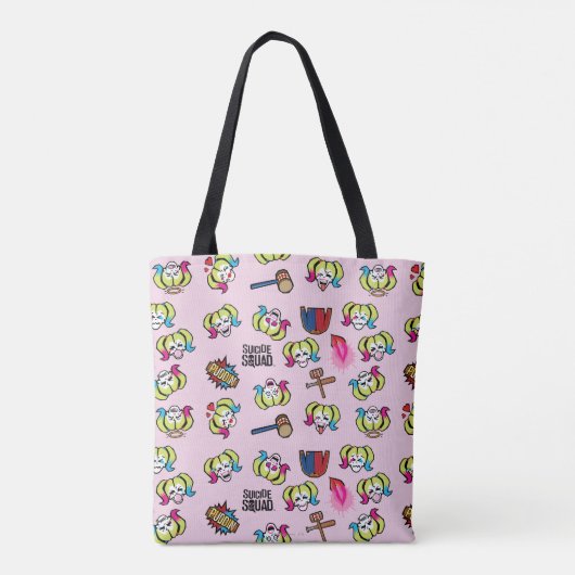 SuikerSquad | Harley Quinn Emoji Pattern Tote Bag (Achterkant)
