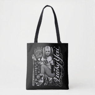 SuikerSquad   Harley Quinn Typography Photo Tote Bag
