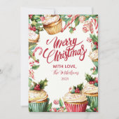 Suikerstok Cupcake Kerstmis Feestdagenkaart (Voorkant)
