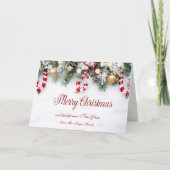 Suikerstok,Dennenboomtakken,Ballen Feestdagen Kaart (Voorkant)