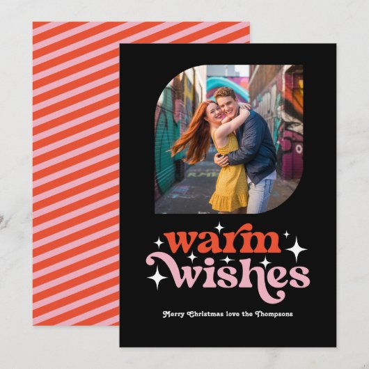 Suikerstok Modern Retro Kerst Foto Feestdagenkaart (Voorkant / Achterkant)