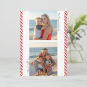 Suikerstok Streep- Platte Foto Kerstkaart (Staand voorkant)