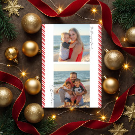 Suikerstok Streep- Platte Foto Kerstkaart