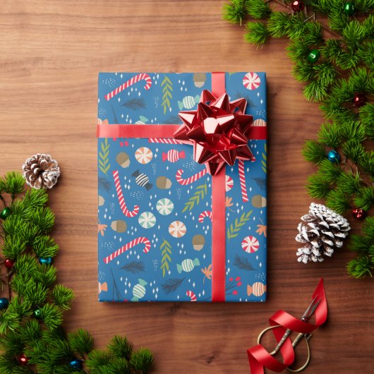 Suikerstokken en ingepakte kersttraktaties cadeaupapier (Feestdagen Geschenken)