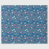 Suikerstokken en ingepakte kersttraktaties cadeaupapier (Vlak)