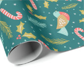 Suikerstokken Hulst Pijnboomtakken Vogel Cadeaupapier (Rol Hoek)