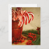 Suikerstokken in rood blik met bessen briefkaart (Voorkant / Achterkant)