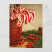 Suikerstokken in rood blik met bessen briefkaart (Voorkant)