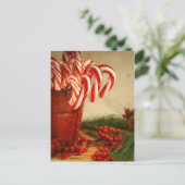 Suikerstokken in rood blik met bessen briefkaart (Staand voorkant)