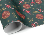 Suikerstokken Sneeuwvlokken Rode Kerstballen Groen Cadeaupapier (Rol Hoek)