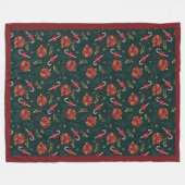 Suikerstokken Sneeuwvlokken Rode Kerstballen Groen Fleece Deken (Voorkant (Horizontaal))