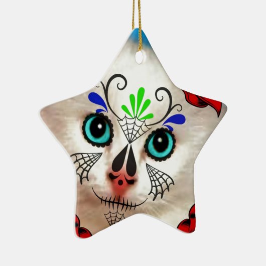 SUIKERVAARDAG VAN HET DODE CAT-KAT KERAMISCH ORNAMENT (Rechts)