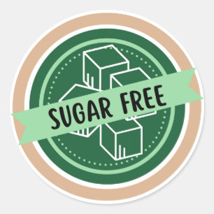 Suikervrij product, geen suiker ingrediënten ronde sticker