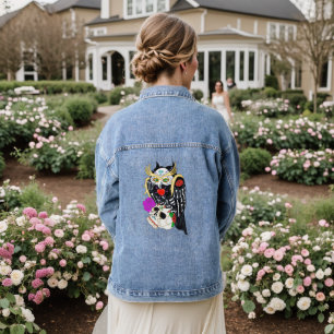 Suikerwt en schedel denim jacket