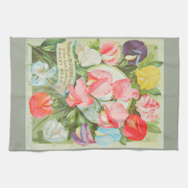 Suikerwten: 1906 zaadcatalogusillustratie theedoek