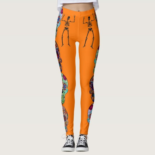 Suikerwten Dag van de dode vun skelet Leggings (Voorkant)