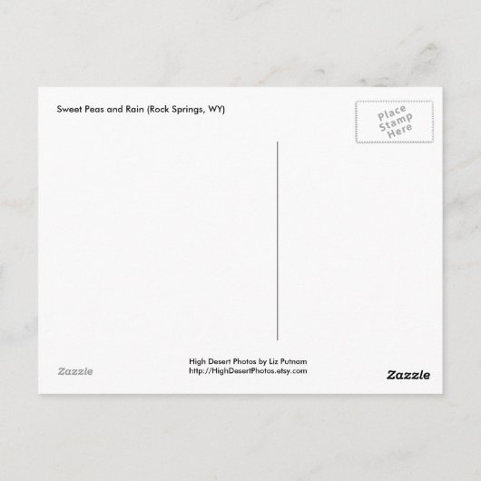 Suikerwten en regen briefkaart (Achterkant)