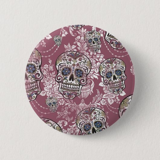 Suikerzoete Mellow Sugar Skull. Ronde Button 5,7 Cm (Voorkant)