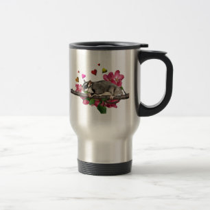 Suikerzweefbloemen en -harten reisbeker