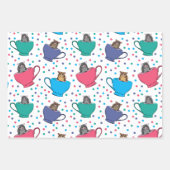 Suikerzweefvliegtuigen in Tea Cups Colorful Patter Inpakpapier Vel (Voorkant 3)