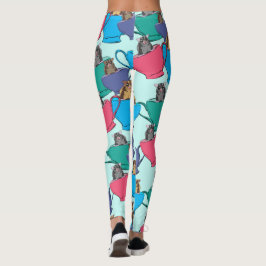 Suikerzweefvliegtuigen in Tea Cups Colorful Patter Leggings